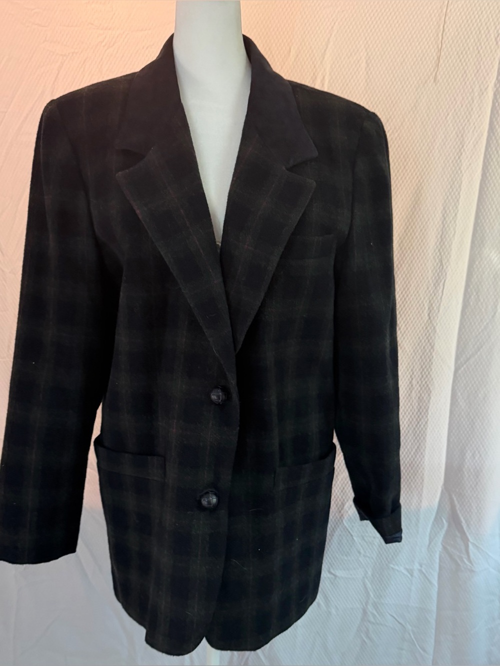 Women's Black Plaid Blazer Jacket